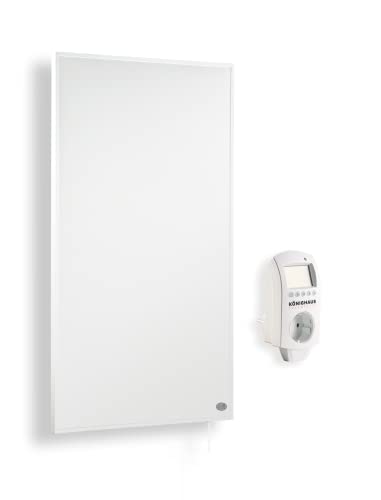 Könighaus Infrarotheizung - 800 Watt mit TÜV + 5 Jahre Herstellergarantie ✓ Doppelter Überhitzungsschutz ✓ Heizkörper in 2-4 min auf Betriebstemperatur ✓ inkl. Thermostat