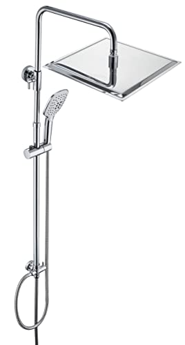 JOHO Duschset ohne Armatur, Chrom Duschstangeset Duschsäuleset, Regendusche Duschsystem mit Duschkopf aus rostfreiem Edelstahl 30x30cm eckig