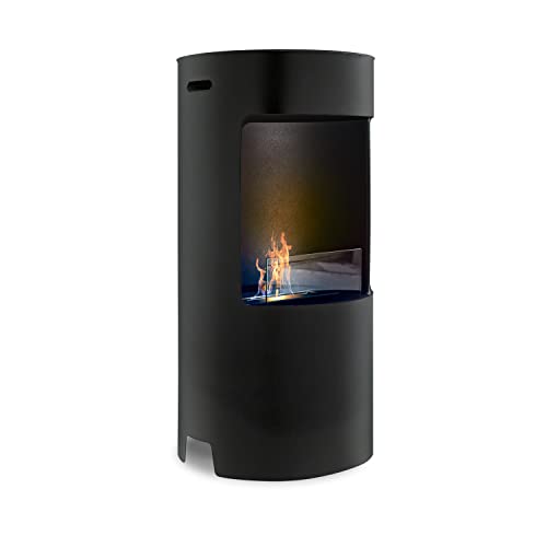 Giulio Cesare - Freistehender Bioethanol-Kamin mit 1,5-Liter-Brenner. Freistehender Bioethanol-Kamin aus rostfreiem Stahl und gehärtetem Glas. Erhältlich in schwarz Ø40x80 cm