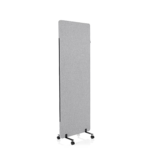 hjh OFFICE Mobile Akustik Trennwand einzeln 177 x 60 cm FLEXMIUT Stoff Hellgrau Raumteiler Mittelpanel mit Rollen & Gleiter 891004