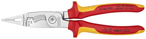 Knipex Elektro-Installationszange verchromt, isoliert mit Mehrkomponenten-Hüllen, VDE-geprüft 200 mm 13 86 200
