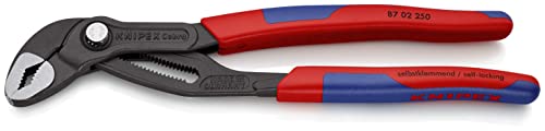 KNIPEX Cobra®, Wasserpumpenzange | Rohrzange mit 2K-Griffen, Chrom-Vanadium, Rostschutz atramentiert, 250 mm, 87 02 250