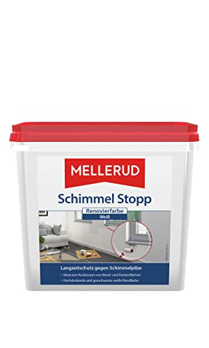 Mellerud Schimmel Stopp Renovierfarbe – Weiße Dispersionsfarbe gegen Schimmel auf allen Wand- und Deckenflächen, Fliesenfugen u. v. m. im Innenbereich – 1 x 750 ml