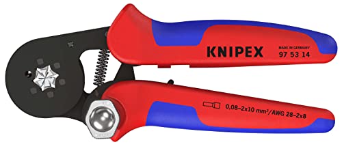 KNIPEX 97 53 14 Selbsteinstellende Crimpzange für Aderendhülsen mit Seiteneinführung mit Mehrkomponenten-Hüllen brüniert 180 mm