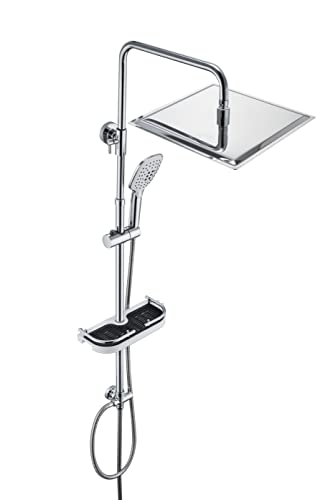 JOHO Edelstahl Regendusche Duschsystem Duschset Duschgarnitur mit Ablage (Kopfbrause 30x30cm)