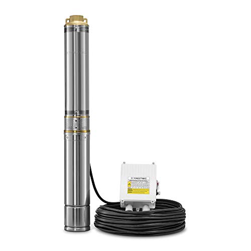 TROTEC Tiefbrunnenpumpe TDP 5500 E, Förderleistung: 6.000 l/Std, Gehäuse aus rostfreiem Edelstahl, IP68, Schwarz
