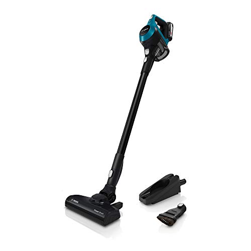 Bosch Akku-Staubsauger Unlimited Serie 6 BKS6111P, kabelloser Handstaubsauger, beutellos, leicht, Hygiene-Filter, hohe Saugleistung, lange Laufzeit, Fugendüse, alle Bodenarten, blau