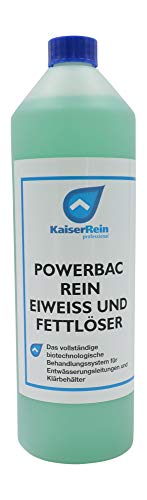 KaiserRein POWERBAC REIN EIWEISS UND FETTLÖSER Reiniger 1L I Das vollständige biotechnologische Behandlungssystem für Entwässerungsleitungen und Klärbehälter