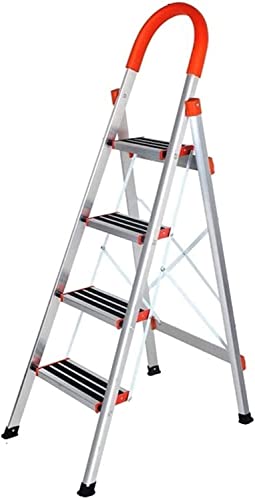 DREI-/Vierstufige verstärkte Trittleitern, Heimklappstufen Metallleiterrahmen Baustellenleiter im Freien Büroleiter Trittleiter (Color : Four-Step)