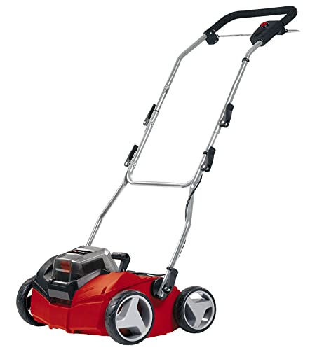 Einhell GE-SC 35/1 Li Solo Vertikutierer (2x18V, 35cm Arbeitsbr., bis 9mm Arbeitst., bürstenloser Elektromotor, Lieferung ohne Akkus & Ladegeräte)
