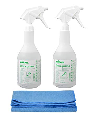 Edelstahlpflege/Aluminium Pflege/Aluminiumreiniger/Metallflächenreiniger/Edelstahlreiniger/Eloxal Reiniger mit Mikrofasertuch Blau für Oberflächen (2 Flaschen Reiniger = 1,5 Liter)