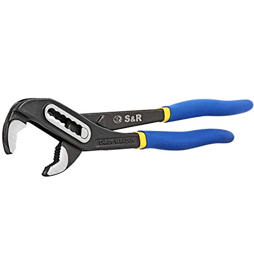 S&R Wasserpumpenzange 242x34mm, CR-V Stahl phosphatiert, doppelt ummantelte ergonomische Griffe