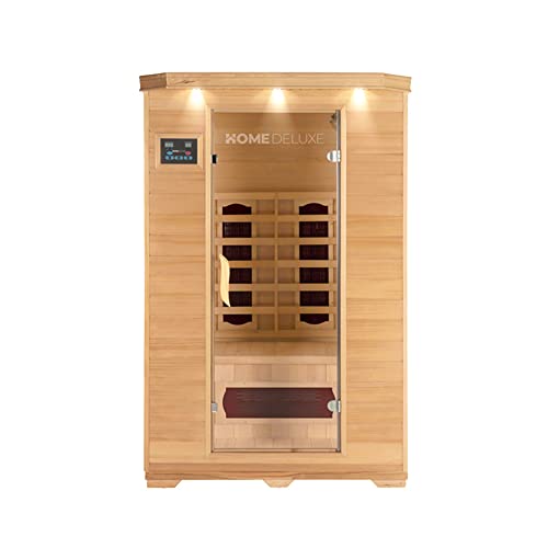 Home Deluxe – Infrarotkabine REDSUN M - 120 x 105 x 190 cm - für 2 Personen, 5 Keramikstrahler, Hemlocktanne I Infrarotsauna, Sauna, Wärmekabine, Infrarot