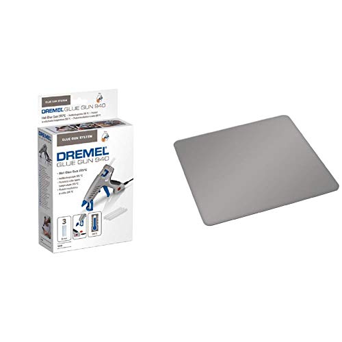 Dremel Heißklebepistole 940-3 (3x Zubehör, 60 Watt) + Dremel GG40 Klebematte