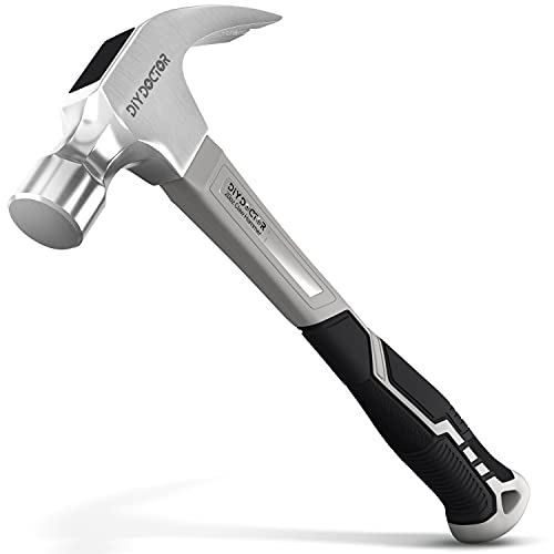 DIY Doctor Hammer - Klauenhammer - Pflasterhammer - TPR-Oberfläche - Ggebogener Komfortgriff - Massiver Stahl - Fiberglasschaft - 567g Gewicht