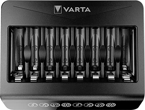 VARTA Akku Ladegerät, Batterieladegerät für wiederaufladbare AA/AAA, bis zu 8 Akku, LCD Multi Charger+, Einzelschachtladung, unbestückt