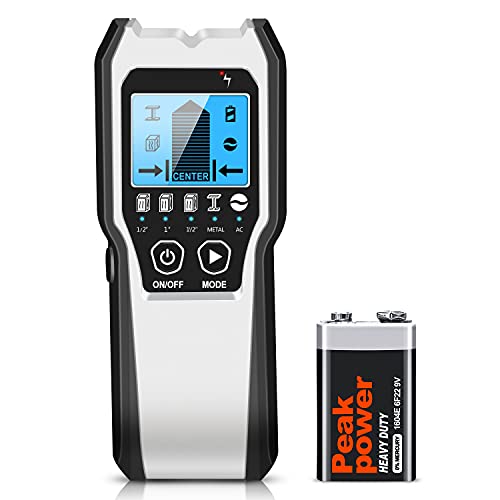 FOLAI Leitungssucher Ortungsgerät 5 in 1 Wandscanner-Detektor Multifunktionaler Bolzendetektor mit LCD-Display und akustischem Alarm zum Auffinden von Stromleitungen, Holzbalken, Metallrohren usw