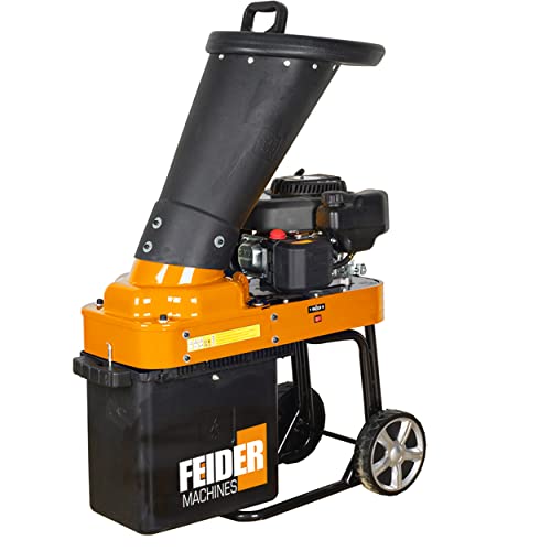 FEIDER FBT70–2 Gartenhäcksler Benzin mit 4-Takt-Motor - Ideal zum Häckseln von Holz & Ästen - Maximaler Ø 4,4cm - Fassungsvermögen Auffangbehälter 30L - Transporträder - Gartenwerkzeug
