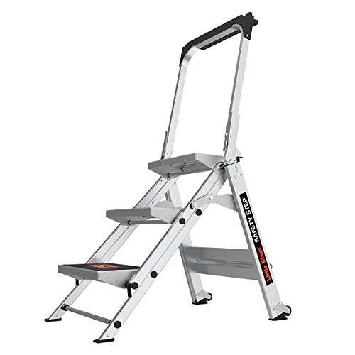 Little Giant Leitern, Sicherheitsschritt, 3-stufig, Modell 10310BAEN 150 kg, Aluminium Tritthocker mit Handlauf