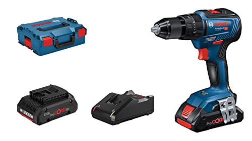 Bosch Professional Akku Schlagbohrmaschine GSB 18V-55 (2x 4,0 Ah ProCore Akku, GAL 18V-40, 18 Volt System, Bohr-Ø in Mauerwerk: 10 mm, in L-BOXX)