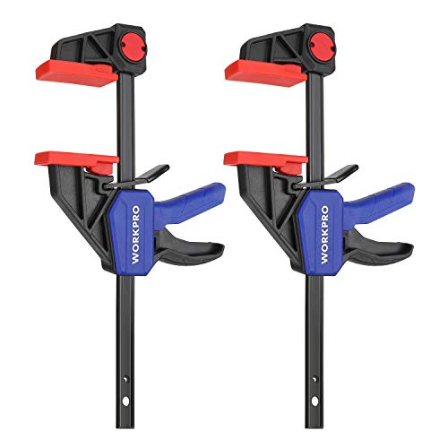 WORKPRO Einhandzwingen Set 2 Stück Schraubzwingen Spanner, Spannweite 150 mm Dehnbereich 135mm - 285mm Spannkraft 68kg, Stahl und Nylon für präzises Fixieren