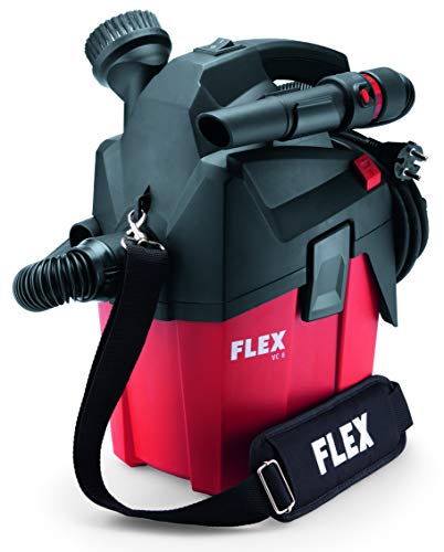 Flex Werkstattsauger VC 6 L MC (1200 Watt, kompakter Trockensauger mit Tragegurt, Behälter 6 l, Sauger mit Gerätesteckdose, inkl. Zubehör) 481513, Schwarz