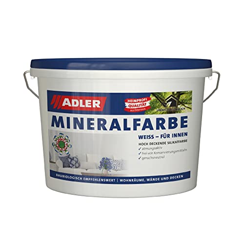 ADLER Mineralfarbe- weiße, geruchsneutrale Silikatfarbe für innen - 14kg - ohne Lösemittel, Weichmacher und Konservierungsmittel