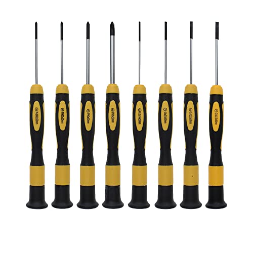 NOREX Präzisionsschraubendreher Set magnetisch | Schlitz Kreuz Mini Schraubendreher Set | Feinmechaniker kleine Schraubenzieher Set, Gelb/Schwarz