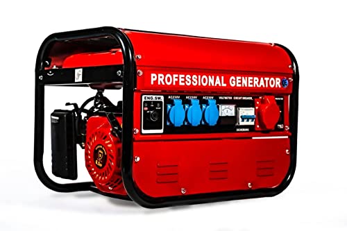 Stromgenerator Inverter leise 4900 Watt 6,5 PS Generator Stromerzeuger Benzin Notstromaggregat Strom hausversorgung für Garage Werkstatt Baustelle 3x 230V + 1x 400V 4-Takt Motor