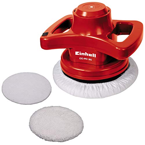 Einhell Auto-Poliermaschine CC-PO 90 (An-/Ausschalter, handlich und robust, 1 Textilpolierhaube und Synthetik-Polierhaube inklusive)