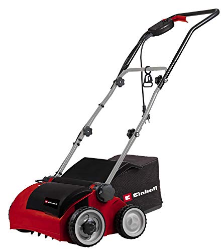 Einhell Elektro-Vertikutierer-Lüfter RG-SA 1433 (1400 W, 33 cm Arbeitsbreite, 3-fach höhenverstellbar, 28 l, empfohlen für Flächen bis 400 m²), Schwarz/Rot