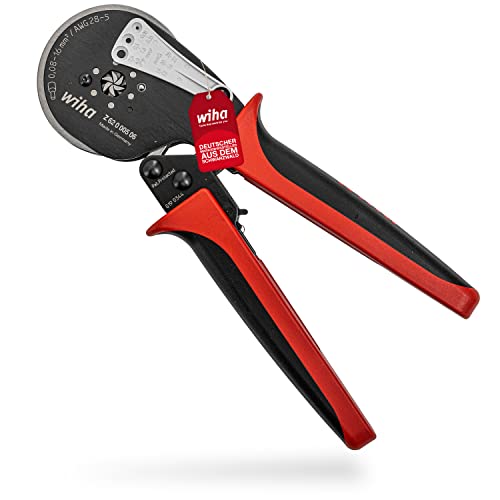 Wiha Profi Crimpzange mit automatische Anpassung auf die Aderendhülsengröße 0,08 bis 16mm² (41246) I Crimpwerkzeug Sechskant Vercrimpung I Aderendhülsenzange für Elektriker