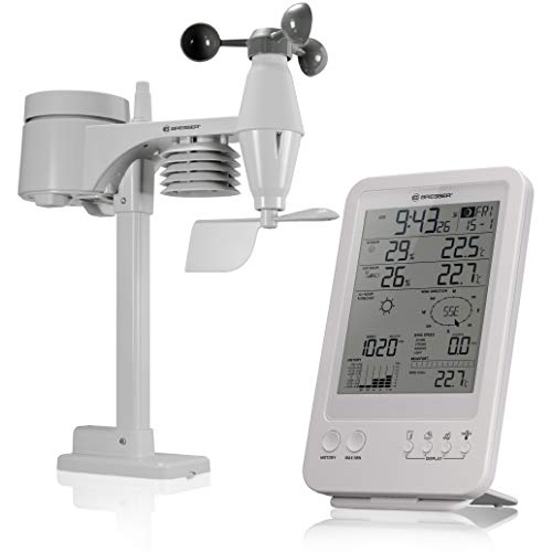 Bresser Wetterstation Funk mit Außensensor Wetter Center 5-in-1, Weiß