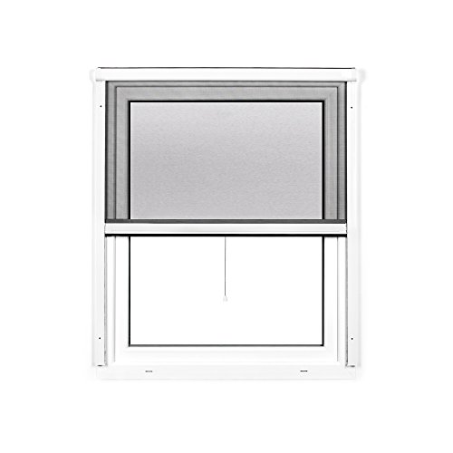 jarolift 2 in 1 Insektenschutzrollo Volaris Fliegengitter Fenster-Rollo, PVC Rahmen Weiß, Höhe und Breite Kürzbar, 100 x 140 cm (B x H)