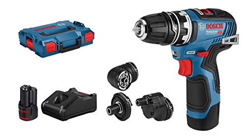 Bosch Professional 12V System Akku-Bohrschrauber GSR 12V-35 FC (inkl. 4 FlexiClick Aufsätze, 2x3.0 Ah Akku, Schnellladegerät GAL 12V-40, in L-BOXX 102) - FlexiClick System