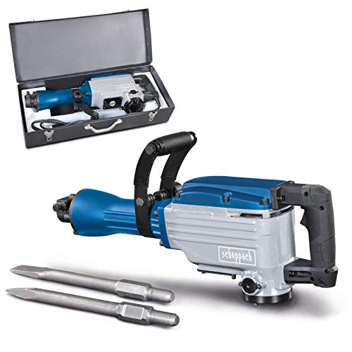 Scheppach Abbruchhammer AB1600 Bohrhammer Betonhammer (1600 Watt, 50 Joule, inkl. Sechskant-Aufnahme Ø 30mm Spitz- und Flachmeißel und Metallkoffer)