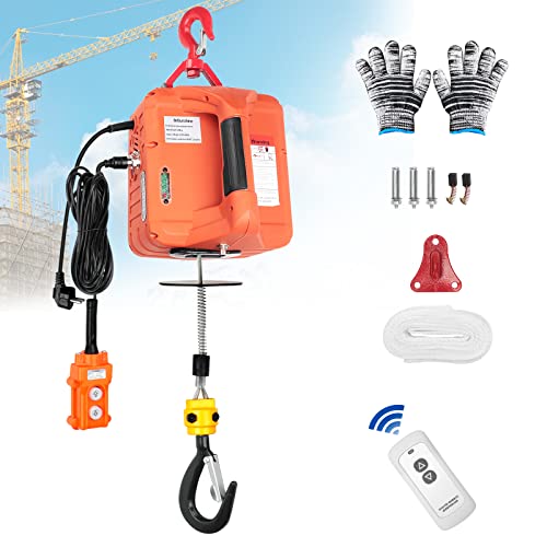 BriSunshine 3 in 1 Elektrische Seilwinde 500KG,1500W Elektrischer Seilzug Tragbarer Winden Hebezeuge 230V mit 7.6m Schlinge für Anheben,Handbuch/Kabel/Fernbedienung,5m/min