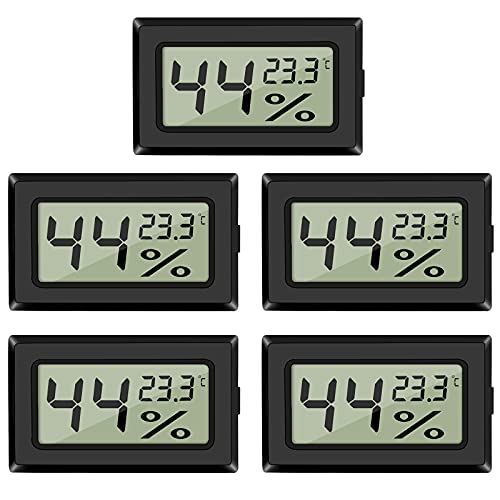 5-Pack LCD Digital Hygrometer Thermometer, Mini Digital Temperaturmesser Feuchtigkeitsmesser für Gewächshaus/Autos/Zuhause/Büro, Celsius (°C)…