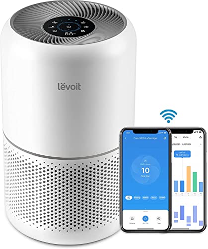 LEVOIT Luftreiniger Allergiker mit H13 HEPA Luftfilter gegen 99,97% von Schimmel Staub Pollen, Luftqualitäts-Feedback & Automodus, CADR 240m³/h für Raucherzimmer, Air Purifier 22dB Schlafmodus Timer