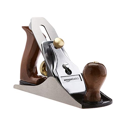 Amazon Basics No.4 Verstellbarer Universal-Handhobel zum Glätten von Bänken, mit 2-Zoll-Klinge (50.8 mm) und Holzgriffen für präzise Holzbearbeitung