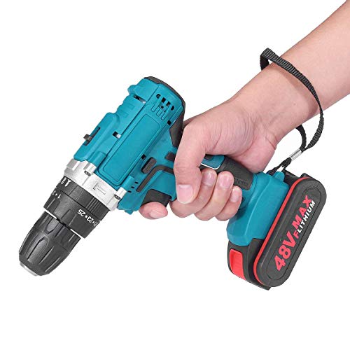 SISHUINIANHUA 48V 6500mAh / 13000mAh Haushalt elektrischer Bohrerschlüssel-Treiber Doppelgeschwindigkeit Akku-Akku-Bohrer wiederaufladbare Lithiumbatterie-Schraubendreher,1 Battery