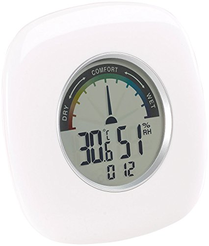 PEARL Kombithermometer: Digitales XXL Thermometer, Hygrometer & Uhr, grafische Anzeige, 10 cm (Luftfeuchtigkeitsmessgerät)