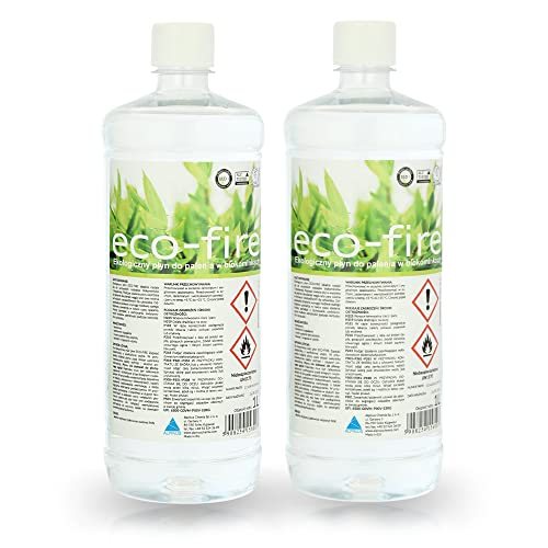 Bioethanol 96,6% für Indoor Dekokamine - Flüssiges Bio-Ethanol für Bioethanol Tischkamine, Tischfeuer, Dekofeuer & Bio-Kamine - Geruchsfreies Kaminethanol (2X 1 Liter)