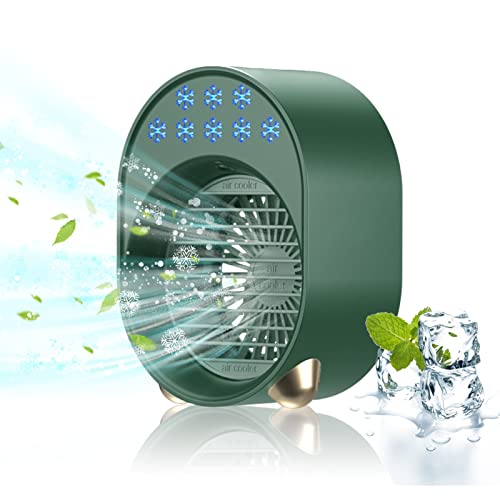 Luftkühler mit Verdunstungskühlung, Mini Ventilator USB 4 in 1, Mini Klimaanlage Akku Portable, Mobile Klimagerät ohne Abluftschlauch Leise, Klimaanlage Mobil Klein Klimagerät Conditioner Air Purifier