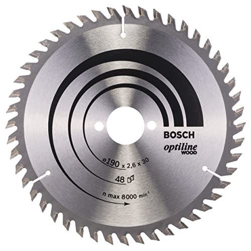 Bosch Professional 1x Kreissägeblatt Optiline Wood (Sägeblatt für Holz, Ø 190 x 30 x 2,6 mm, 48 Zähne, Zubehör Kreissäge)