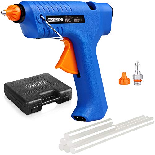 Deuba Heißklebepistole kabellos inkl. Ladestation und Koffer 6 Klebesticks 2 Zusatzdüsen 80 Watt Klebepistole