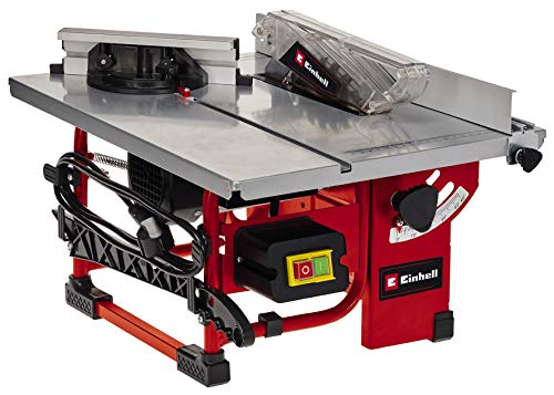Einhell Tischkreissäge TC-TS 200 (für jede Werkbank, wartungsarm und mobil, inkl. 45° Anschlag, Sägeblatt und Werkzeug, Spaltkeil, Schiebestock) Rot-Silber