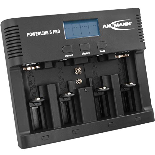 ANSMANN Akku-Ladegerät für 1-4 AA, AAA, C oder D + 1x 9V-Block Akkus - NiMH Batterieladegerät mit 4 Ladeprogrammen: Laden/Entladen/Testen/Refresh - Sicherheitsabschaltung für sicheren Gebrauch