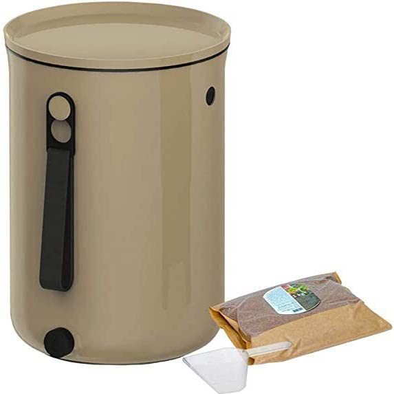 Moutta | Bokashi Skaza Cappucino Organischer Komposter mit Kompressor und Gärungsaktivator 1 kg | Komplettset