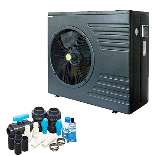 well2wellness ON/Off Pool Wärmepumpe Mida.Black 11 - Poolheizung mit Einer Heizkapazität bis 10,7 kW zum Sonderpreis Plus Bypass Set Basic + Abdeckung
